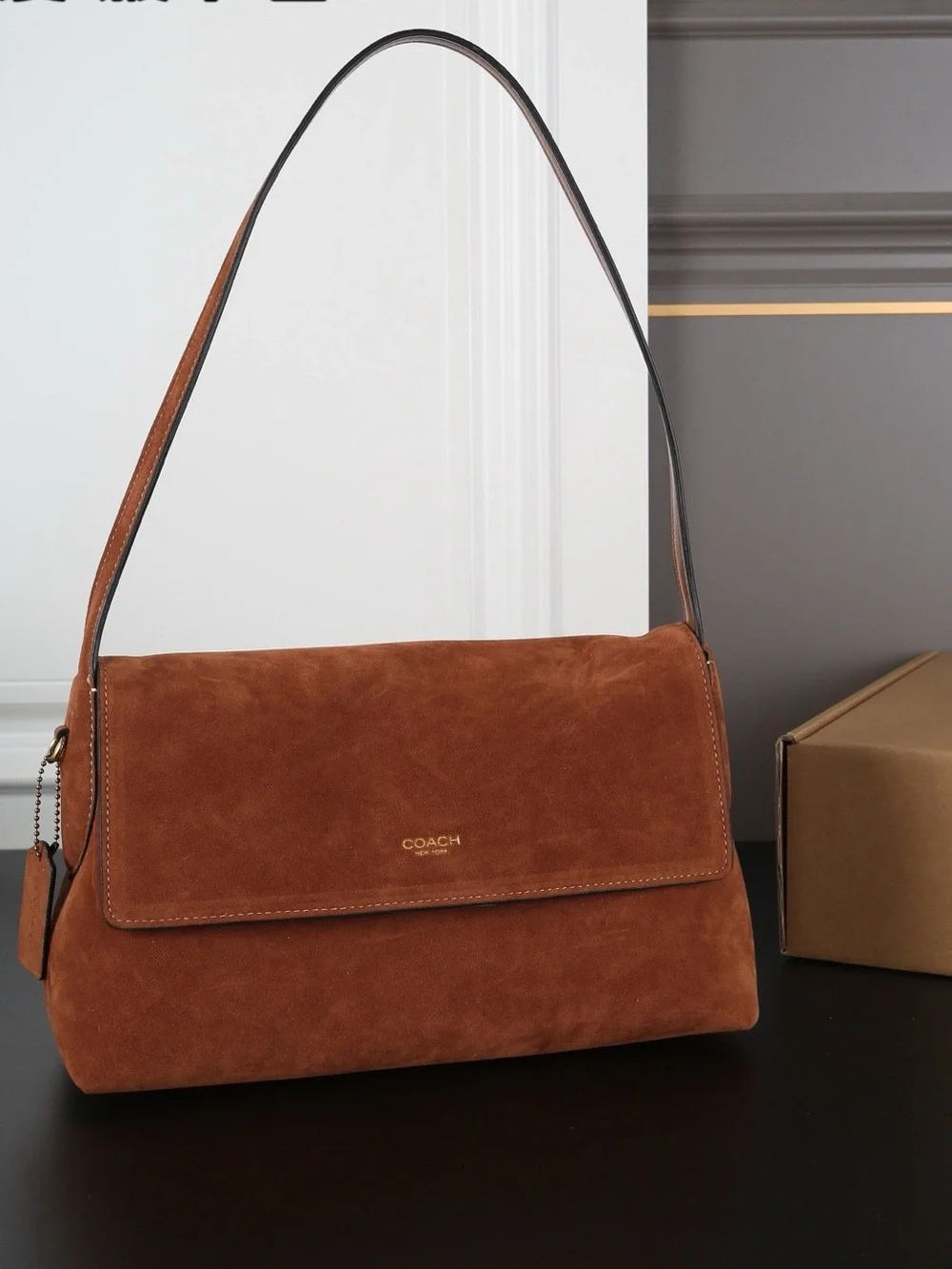 Coach Suede Shoulder Bag in Chestnut